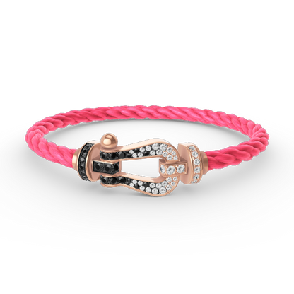 [Stellar Jewelry]FORCE LARGE HORSESHOE BLACK WHITE DIAMOND BRACELET ROSE GOLD
