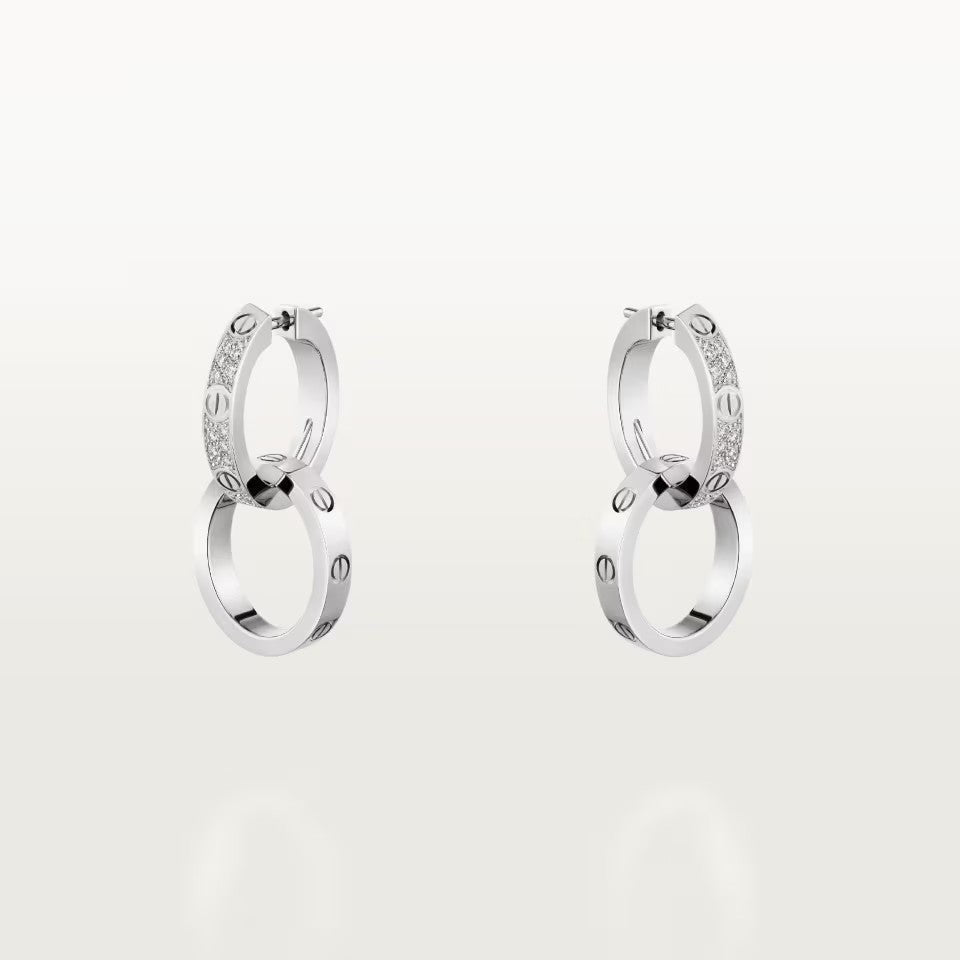 [Stellar Jewelry]LOVE 3.3MM DANGLE HALF DIAMOND EARRINGS