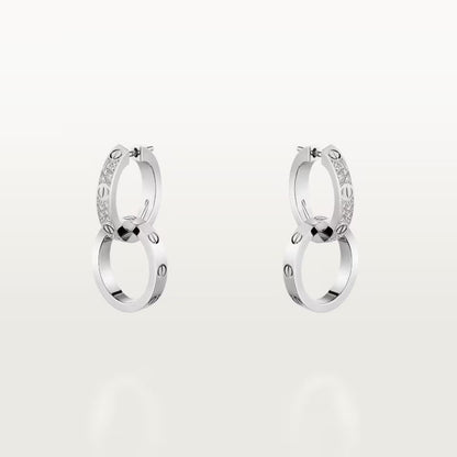[Stellar Jewelry]LOVE 3.3MM DANGLE HALF DIAMOND EARRINGS
