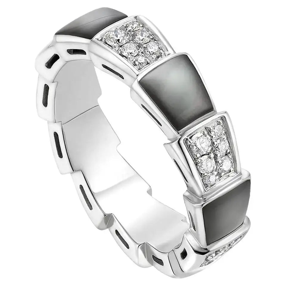 [Stellar Jewelry]SERPENTI RING SILVER DIAMOND BLACK MOP 4MM