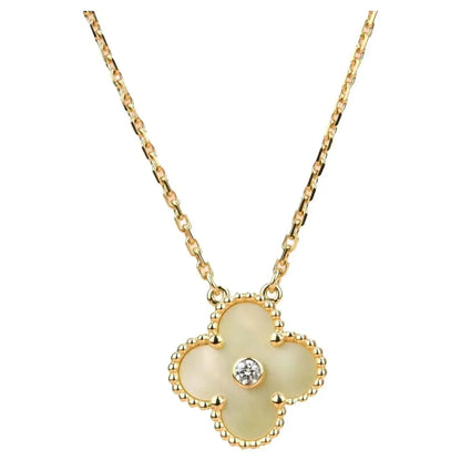 [Stellar Jewelry]CLOVER 15MM DIAMOND GOLD MOTHER OF PEARL NECKLACE