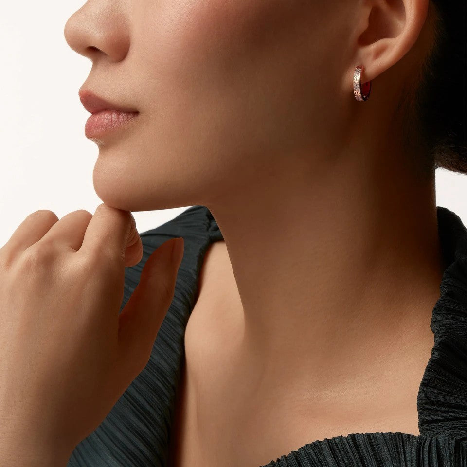 [Stellar Jewelry]LOVE 3.3MM DANGLE HALF DIAMOND EARRINGS