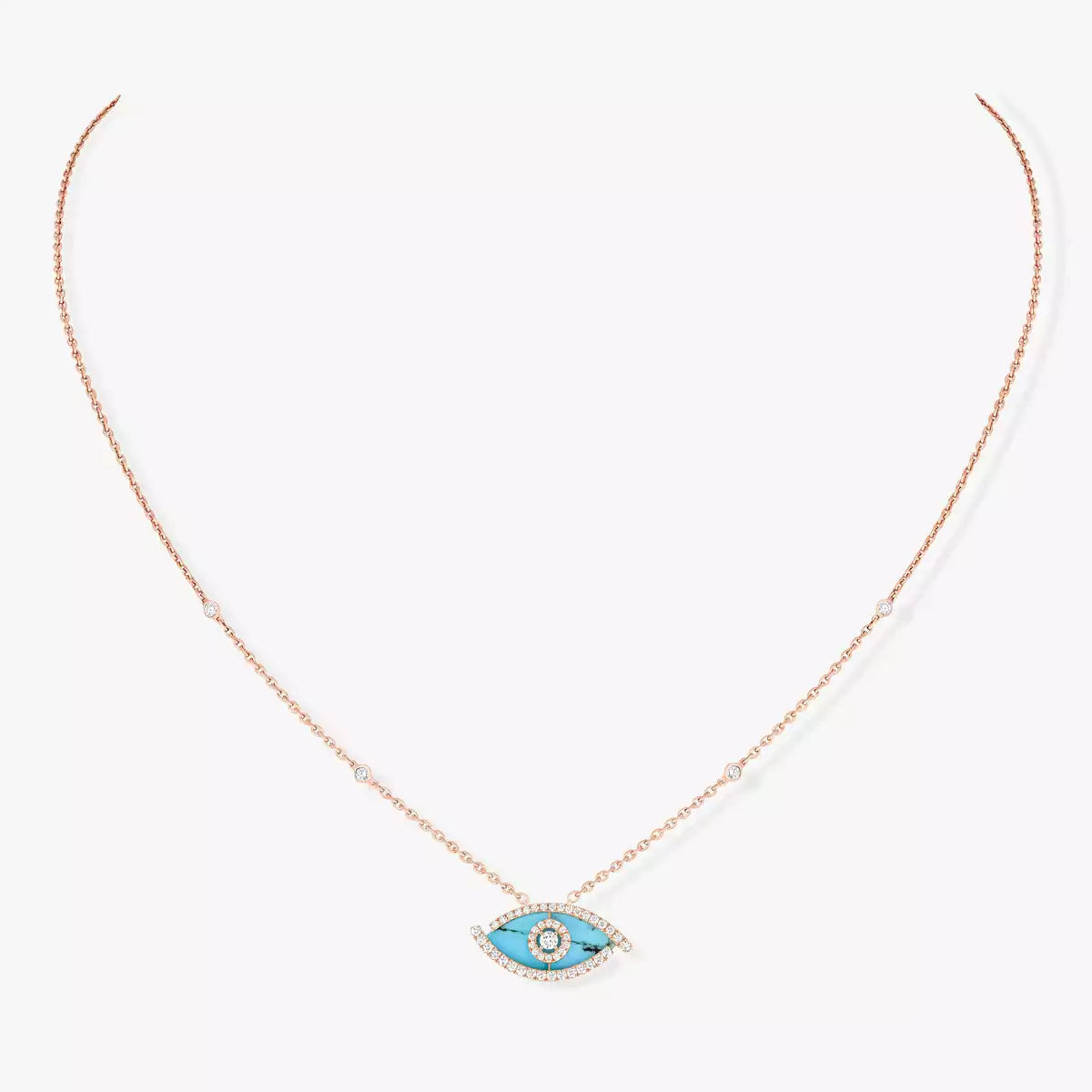 [Stellar Jewelry]Lucky Eye Diamond Necklace in  Gold and Turquoise