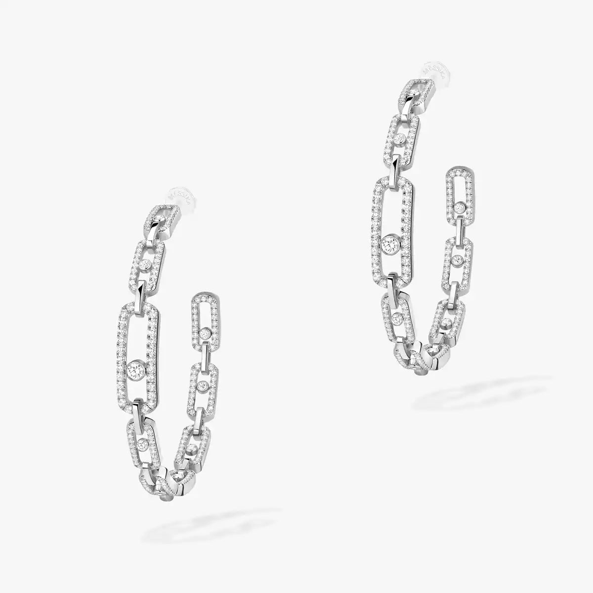 [Stellar Jewelry]Move Link Diamond Hoop Earrings