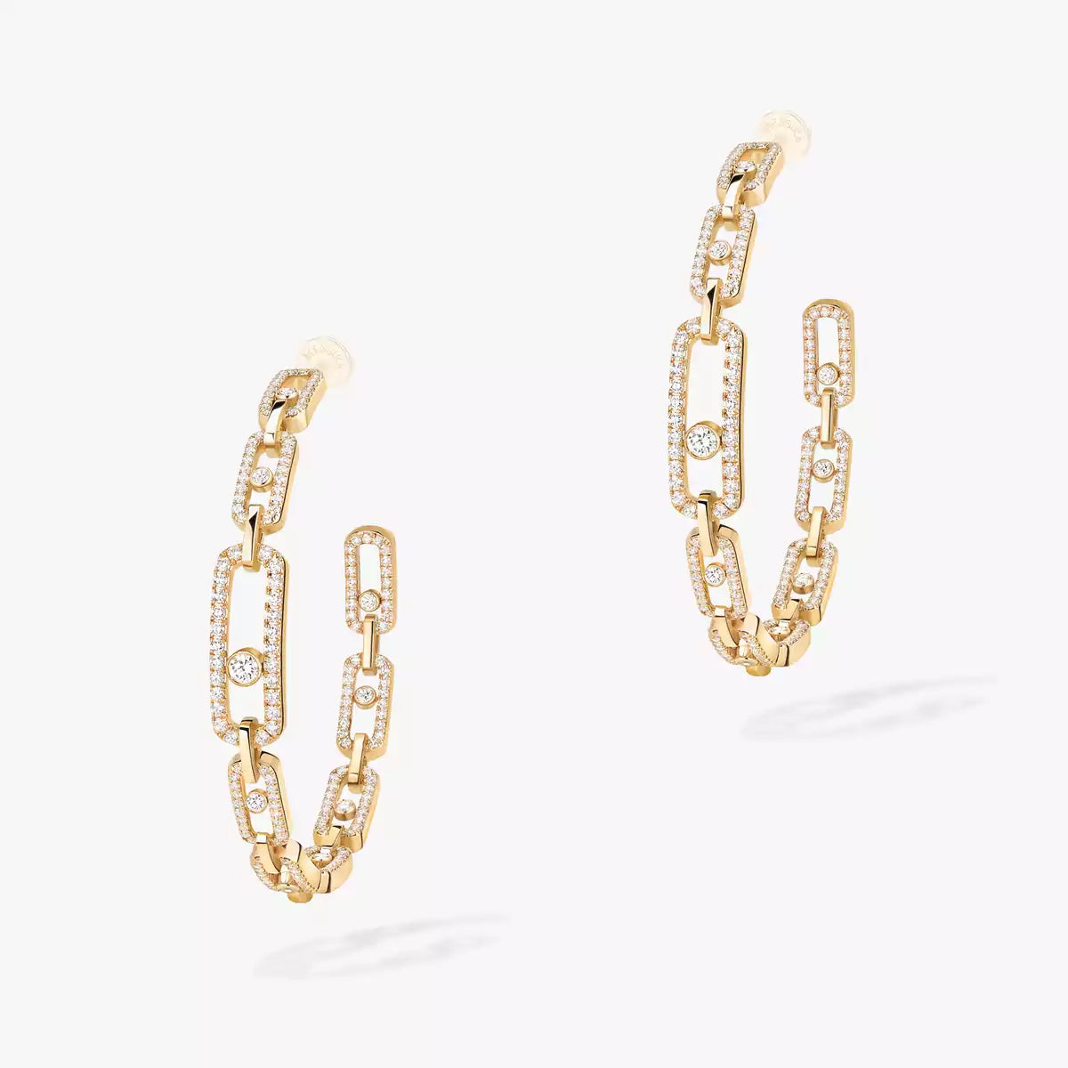 [Stellar Jewelry]Move Link Diamond Hoop Earrings