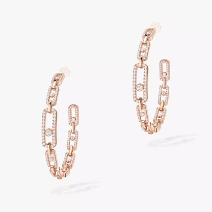 [Stellar Jewelry]Move Link Diamond Hoop Earrings