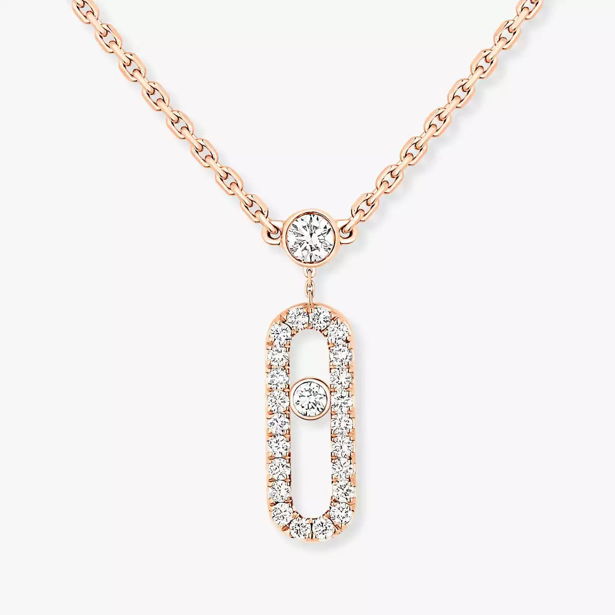 [Stellar Jewelry]2 Rows Rose Gold Diamond Pave_ Necklace Move Uno