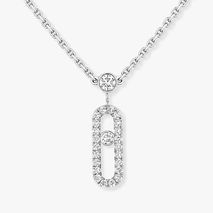 [Stellar Jewelry]2 Rows Rose Gold Diamond Pave_ Necklace Move Uno