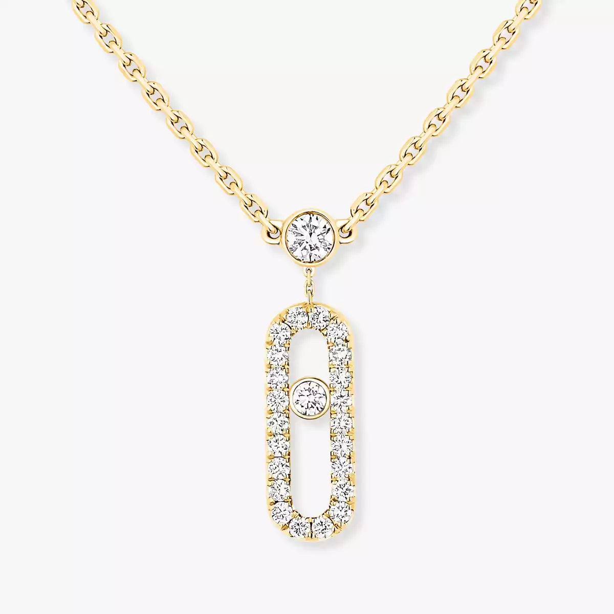 [Stellar Jewelry]2 Rows Rose Gold Diamond Pave_ Necklace Move Uno