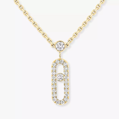 [Stellar Jewelry]2 Rows Rose Gold Diamond Pave_ Necklace Move Uno
