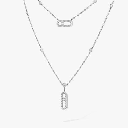 [Stellar Jewelry]2 Rows Rose Gold Diamond Pave_ Necklace Move Uno