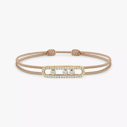 [Stellar Jewelry]Care(Medium-3.5mm) pink cord pavé bracelet
