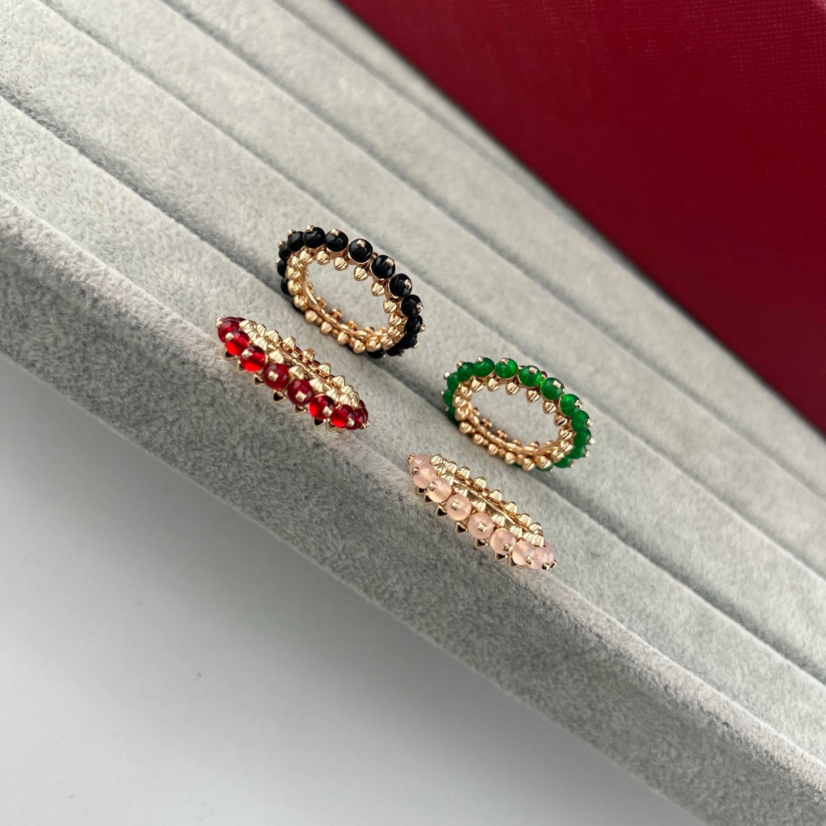 [Stellar Jewelry]PYRAMID COLORED STONE STUD RING