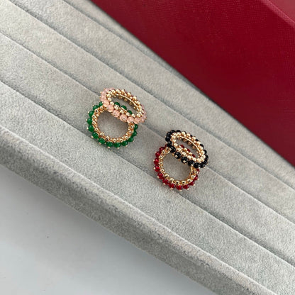 [Stellar Jewelry]PYRAMID COLORED STONE STUD RING