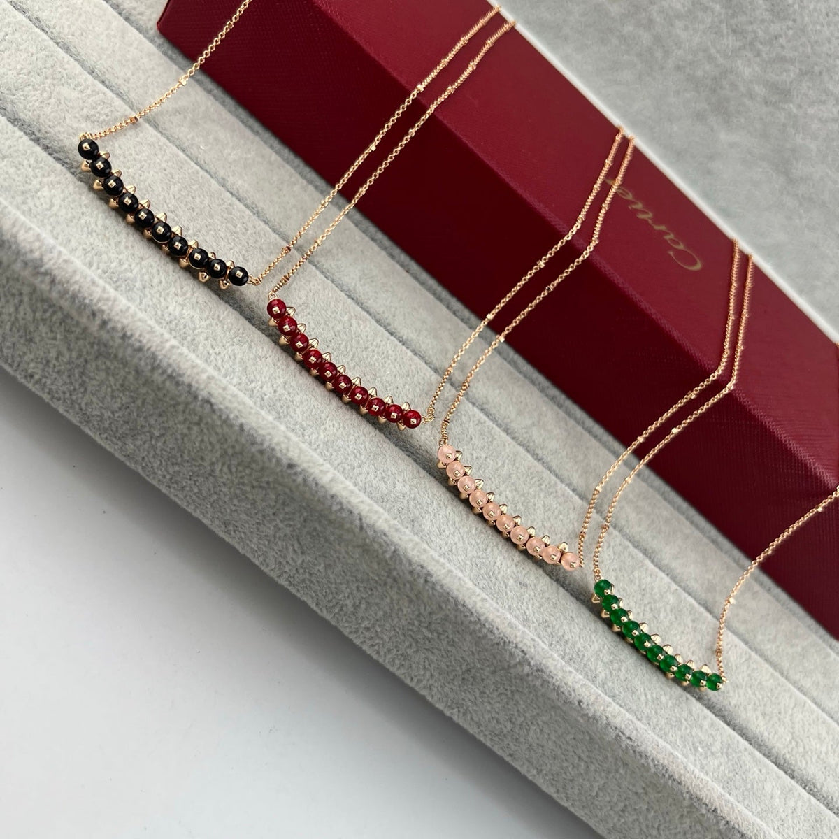 [Stellar Jewelry]NEW STUD COLORED GEM PENDANT NECKLACE