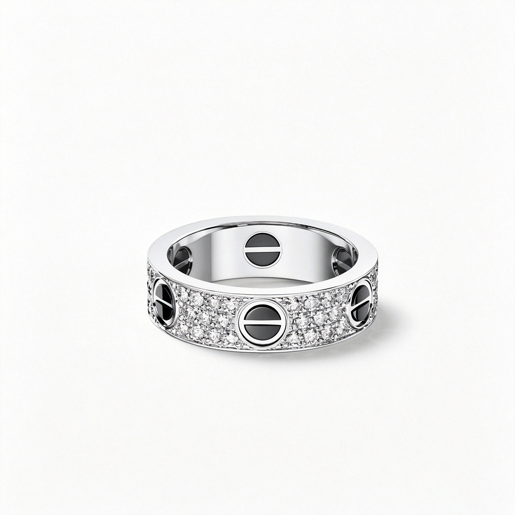 [Stellar Jewelry]LOVE RING 5.5MM DIAMONDS PAVED CERAMIC