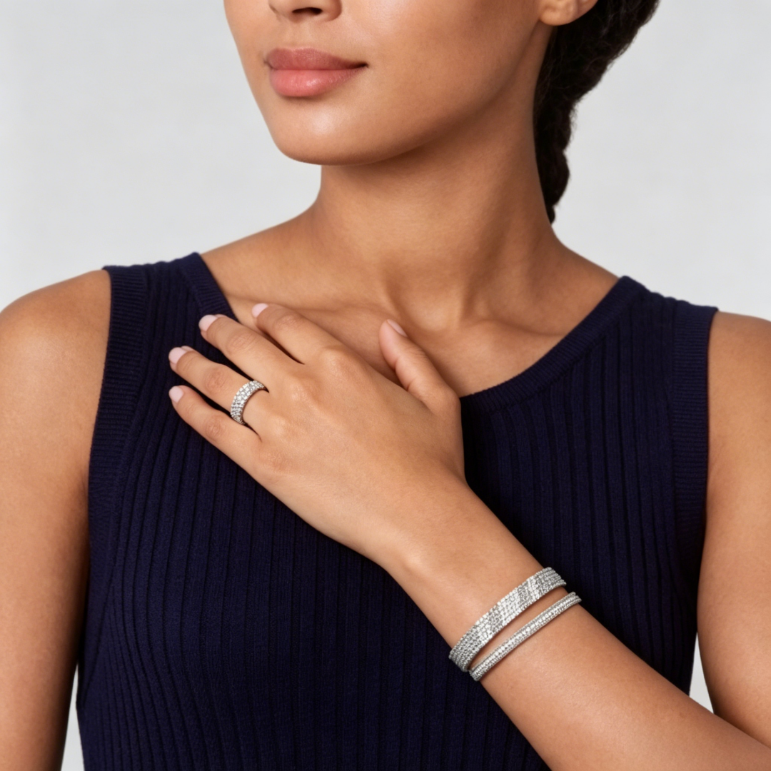 [Stellar Jewelry] THREE-ROW DIAMOND RING