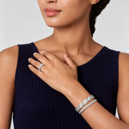 [Stellar Jewelry] THREE-ROW DIAMOND RING