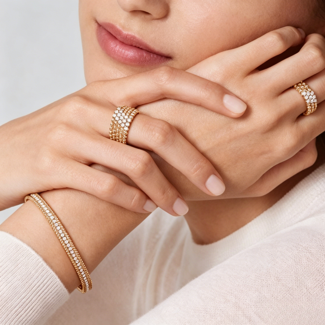 [Stellar Jewelry] THREE-ROW DIAMOND RING