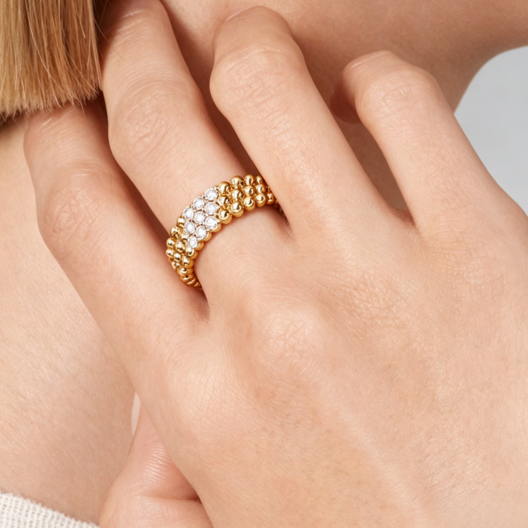 [Stellar Jewelry] THREE-ROW DIAMOND RING