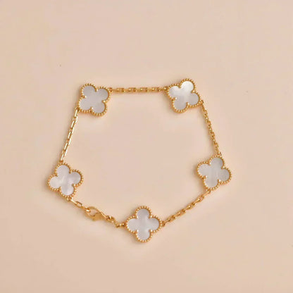[Stellar Jewelry]CLOVER WHITE PEARL MOP 5 MOTIF BRACELET COLLECTION