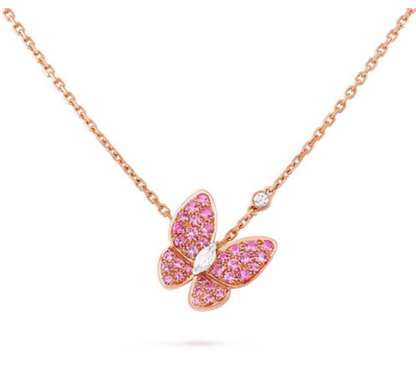 [Stellar Jewelry]BUTTERFLY RED DIAMOND ROSE GOLD NECKLACE
