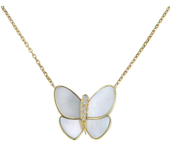 [Stellar Jewelry]BUTTERFLY GOLD MOP DIAMOND NECKLACE