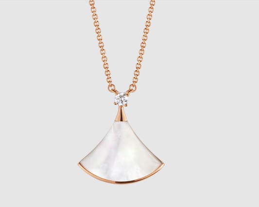 [Stellar Jewelry]DREAM NECKLACE WHITE MOP PINK GOLD 1 DIAMOND