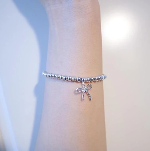 [Stellar jewels]STERLING SILVER BOW BEAD BRACELET