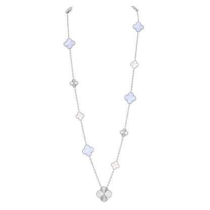 [Stellar Jewelry]DETACHABLE CLOVER 15(11+4) FLOWER SILVER NECKLACE SET
