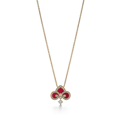 [Stellar jewels]FLEUR DE LIS PINK GOLD DIAMOND NECKLACE
