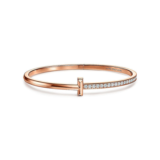 [Stellar jewels]NARROW T1 HINGED BANGLE DIAMOND PINK GOLD