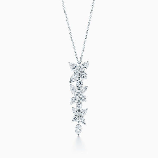 [Stellar jewels]MIXED CLUSTER DIAMOND DROP PENDANT