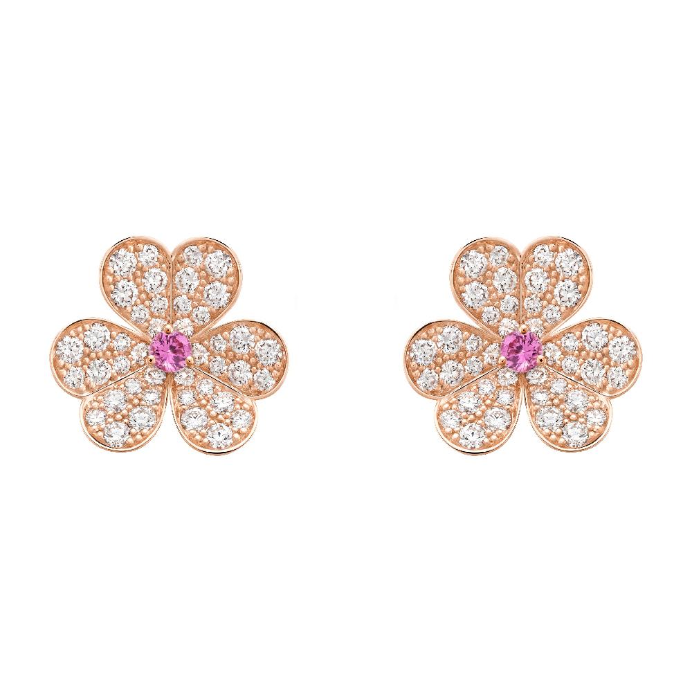 [Stellar Jewelry]FRIVOLE PINK GOLD FLOWER DIAMOND EARRINGS