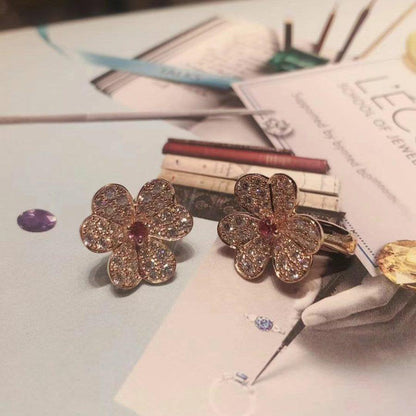 [Stellar Jewelry]FRIVOLE PINK GOLD FLOWER DIAMOND EARRINGS