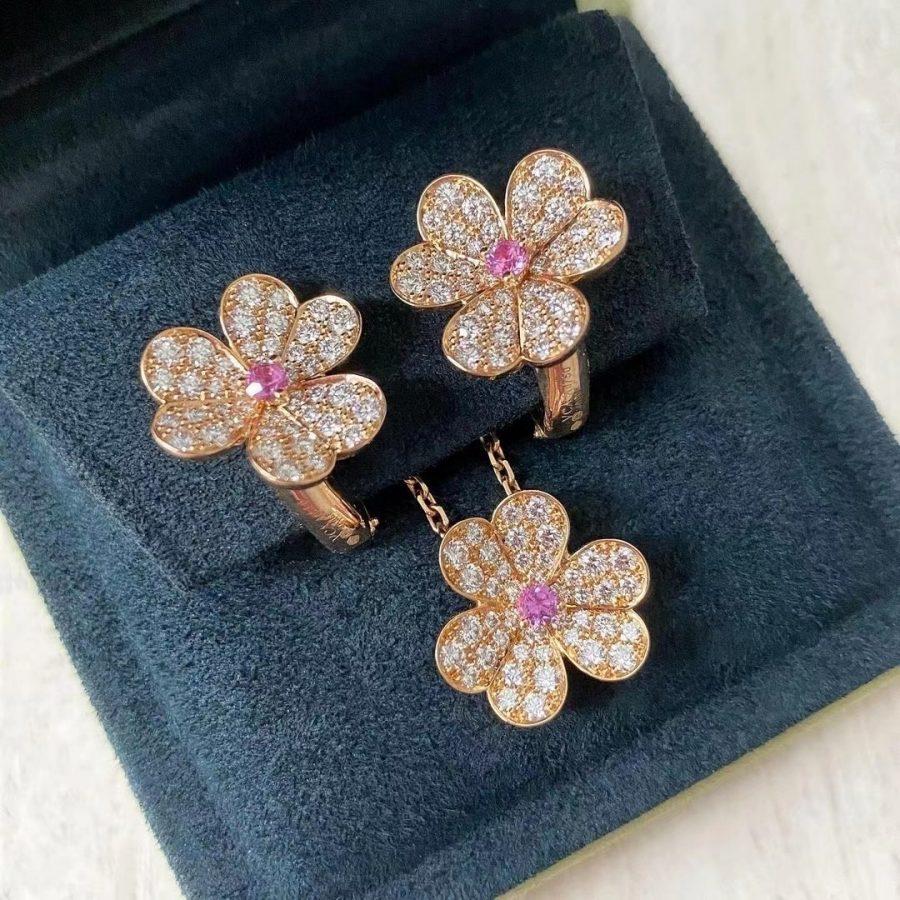 [Stellar Jewelry]FRIVOLE ROSE GOLD FLOWER DIAMOND NECKLACE