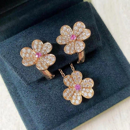 [Stellar Jewelry]FRIVOLE PINK GOLD FLOWER DIAMOND EARRINGS