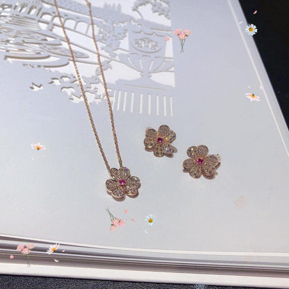 [Stellar Jewelry]FRIVOLE PINK GOLD FLOWER DIAMOND EARRINGS