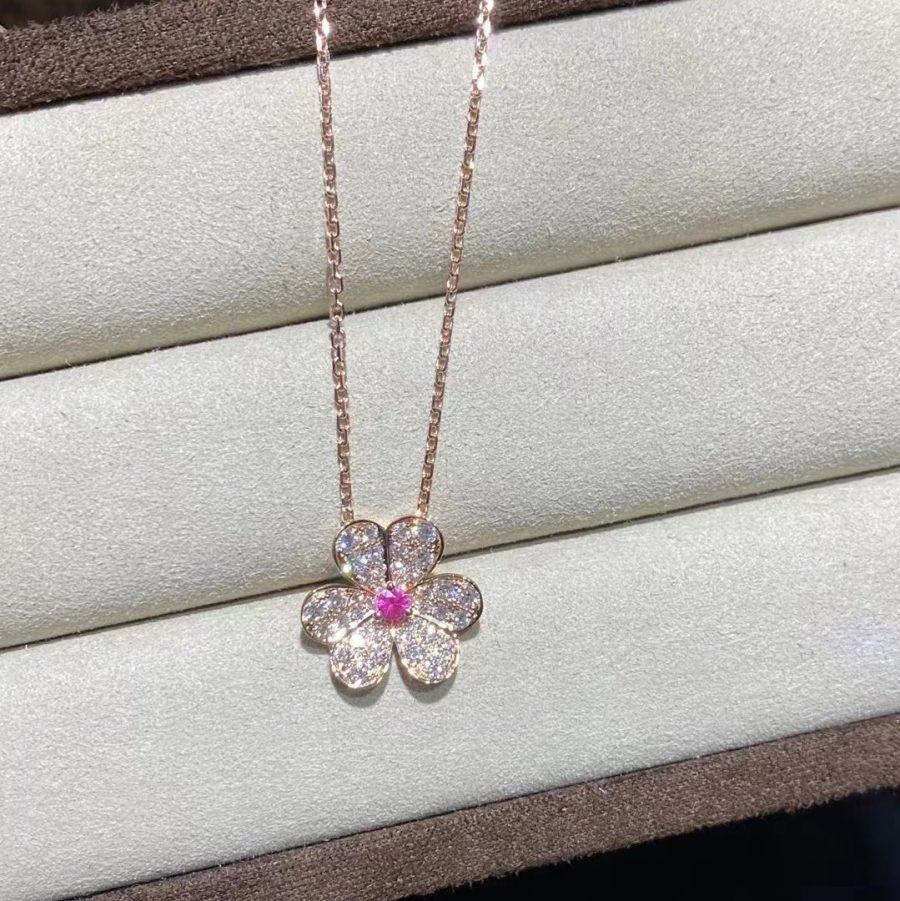 [Stellar Jewelry]FRIVOLE ROSE GOLD FLOWER DIAMOND NECKLACE