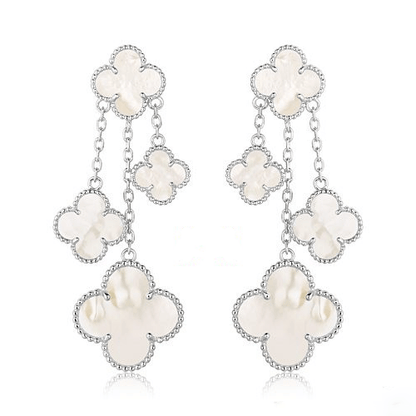 [Stellar Jewelry]CLOVER EARRINGS WHITE MOP 4 MOTIFS SILVER