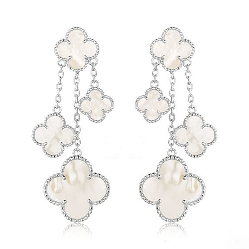 [Stellar Jewelry]CLOVER EARRINGS WHITE MOP 4 MOTIFS SILVER