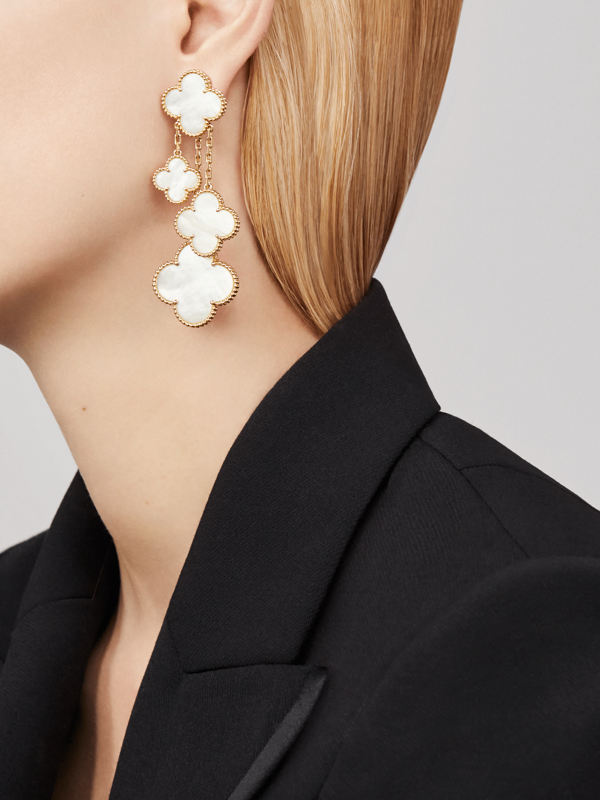 [Stellar Jewelry]CLOVER EARRINGS WHITE MOP 4 MOTIFS GOLD