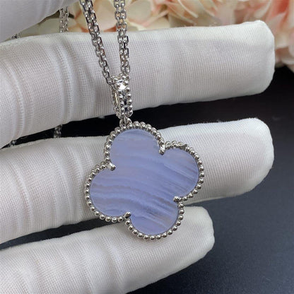 [Stellar Jewelry]CLOVER SILVER CHALCEDONY BIG CLOVER NECKLACE