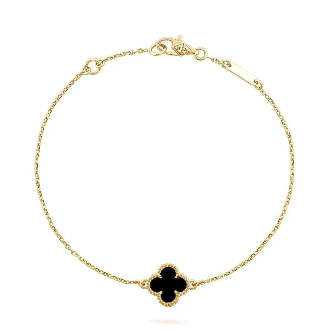 [Stellar Jewelry]CLOVER ONYX SINGLE FLOWER BRACELET