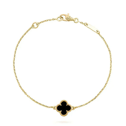 [Stellar Jewelry]CLOVER ONYX SINGLE FLOWER BRACELET