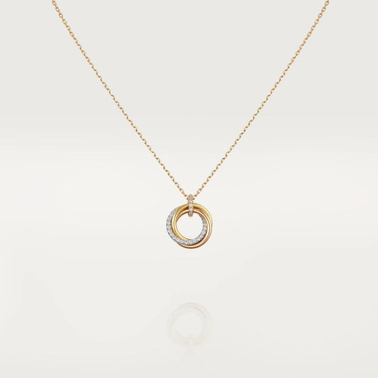 [Stellar Jewelry]TRINITY NECKLACE SILVER GOLD PINK GOLD DIAMONDS