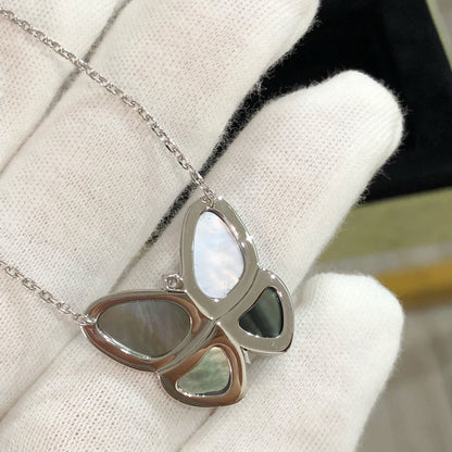 [Stellar Jewelry]LARGE BUTTERFLY SILVER PENDANT DIAMOND NECKLACE
