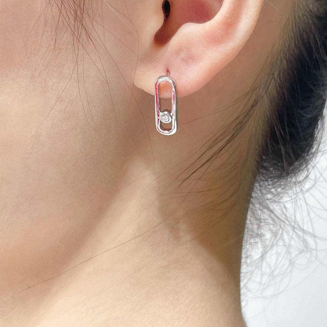 [Stellar Jewelry]MOVE UNO SMALL 1 DIAMOND EARRINGS
