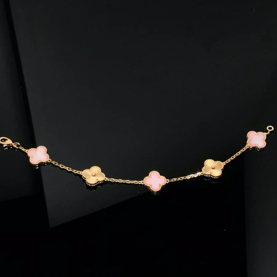 [Stellar Jewelry] CLOVER 5 MOTIFS  PINK MOP BRACELET COLLECTION