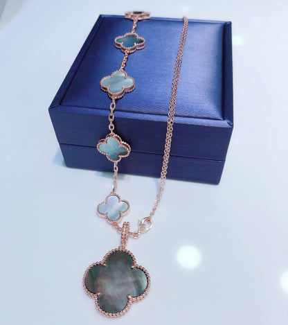 [Stellar Jewelry]COMBINED BRACELET 5 MOTIFS AND NECKLACE DARK MOP ROSE GOLD